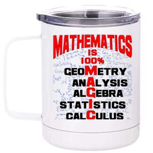 Mathematics Is 100 Percent Magic  12 oz Stainless Steel Tumbler Cup