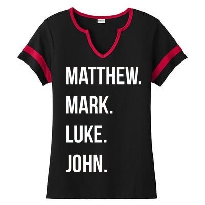 Matthew Mark Luke John Jesus Disciples Christian Ladies Halftime Notch Neck Tee