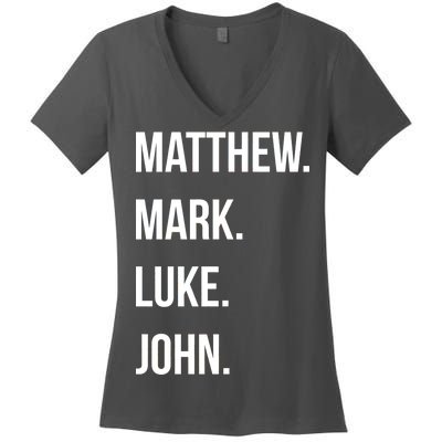 Matthew Mark Luke John Jesus Disciples Christian Women's V-Neck T-Shirt