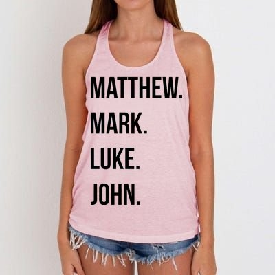 Matthew Mark Luke John Jesus Disciples Christian Women's Knotted Racerback Tank