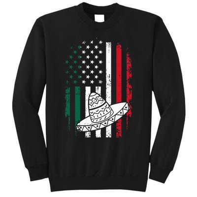 Mexico and USA American flag with sombrero Sweatshirt