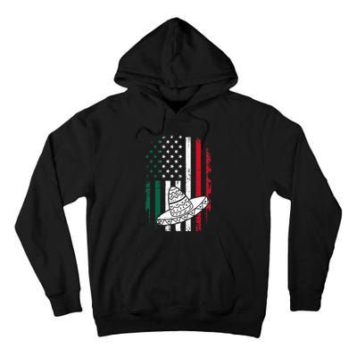 Mexico and USA American flag with sombrero Tall Hoodie