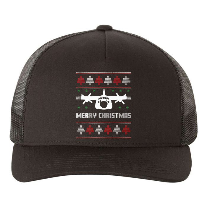 Military Airplane Ugly Christmas Sweater Army Veteran Xmas Yupoong Adult 5-Panel Trucker Hat