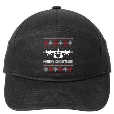 Military Airplane Ugly Christmas Sweater Army Veteran Xmas 7-Panel Snapback Hat