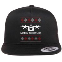 Military Airplane Ugly Christmas Sweater Army Veteran Xmas Flat Bill Trucker Hat