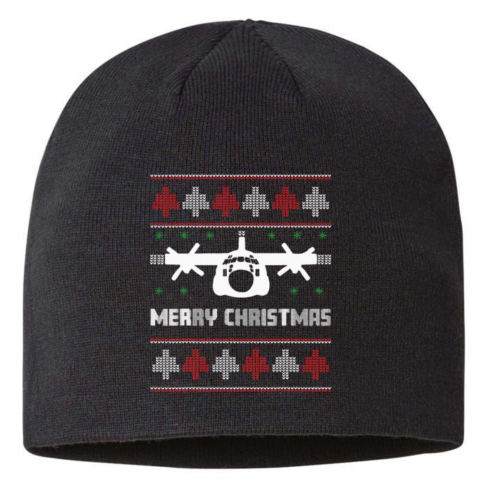 Military Airplane Ugly Christmas Sweater Army Veteran Xmas Sustainable Beanie