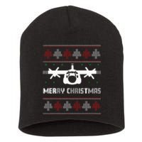 Military Airplane Ugly Christmas Sweater Army Veteran Xmas Short Acrylic Beanie