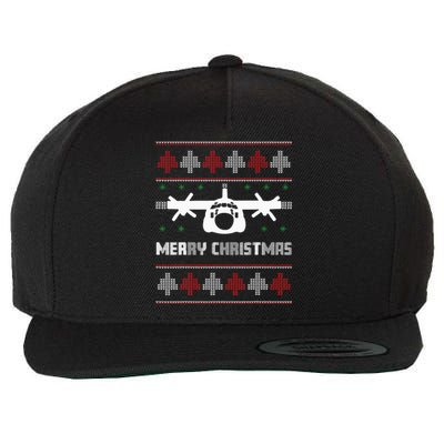 Military Airplane Ugly Christmas Sweater Army Veteran Xmas Wool Snapback Cap