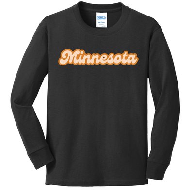 Minnesota America Usa State Retro Kids Long Sleeve Shirt