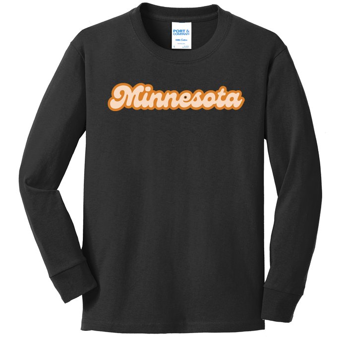 Minnesota America Usa State Retro Kids Long Sleeve Shirt