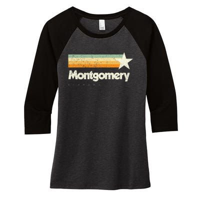 Montgomery Alabama Unique Cool Classic American Aesthetic Women's Tri-Blend 3/4-Sleeve Raglan Shirt