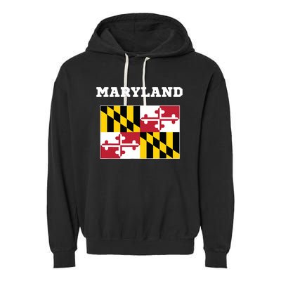 Maryland American Usa Top Travel Flag Gift Garment-Dyed Fleece Hoodie