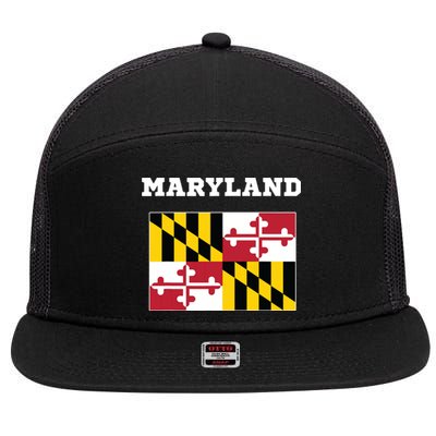 Maryland American Usa Top Travel Flag Gift 7 Panel Mesh Trucker Snapback Hat