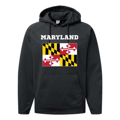 Maryland American Usa Top Travel Flag Gift Performance Fleece Hoodie