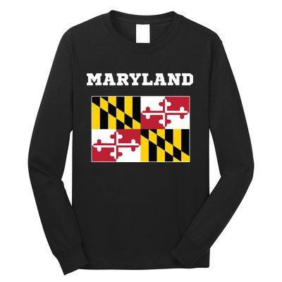 Maryland American Usa Top Travel Flag Gift Long Sleeve Shirt