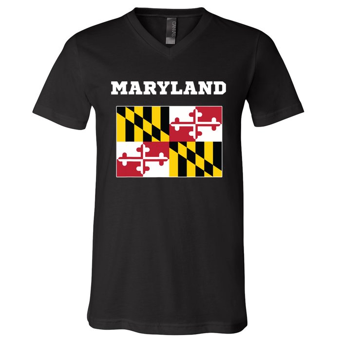 Maryland American Usa Top Travel Flag Gift V-Neck T-Shirt