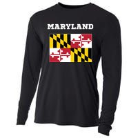 Maryland American Usa Top Travel Flag Gift Cooling Performance Long Sleeve Crew