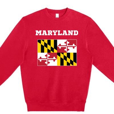 Maryland American Usa Top Travel Flag Gift Premium Crewneck Sweatshirt