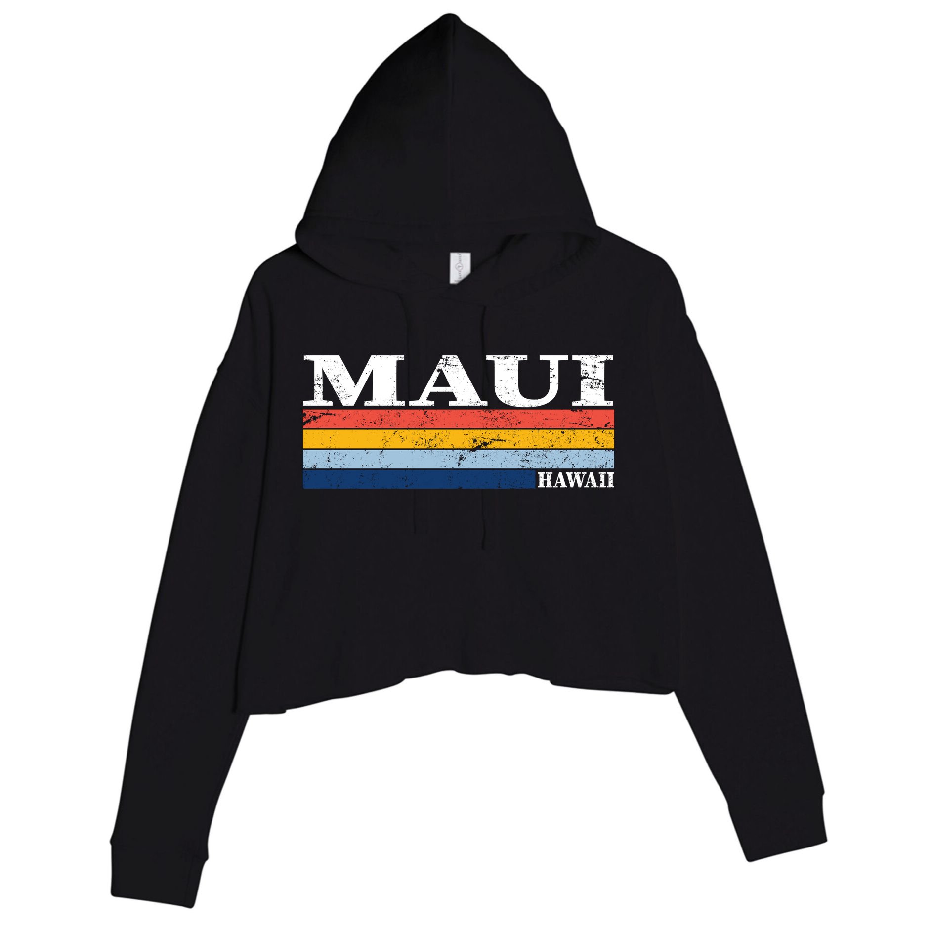 Maui Hawaii Vintage 1980s Style Crop Fleece Hoodie