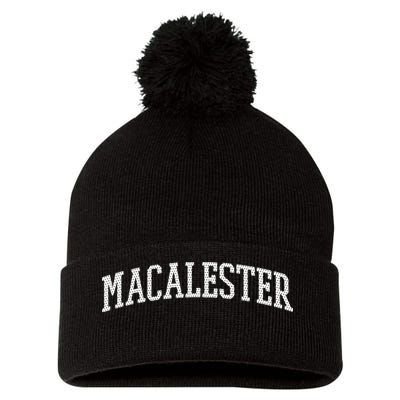 Macalester Arch Vintage College University Alumni Style Pom Pom 12in Knit Beanie