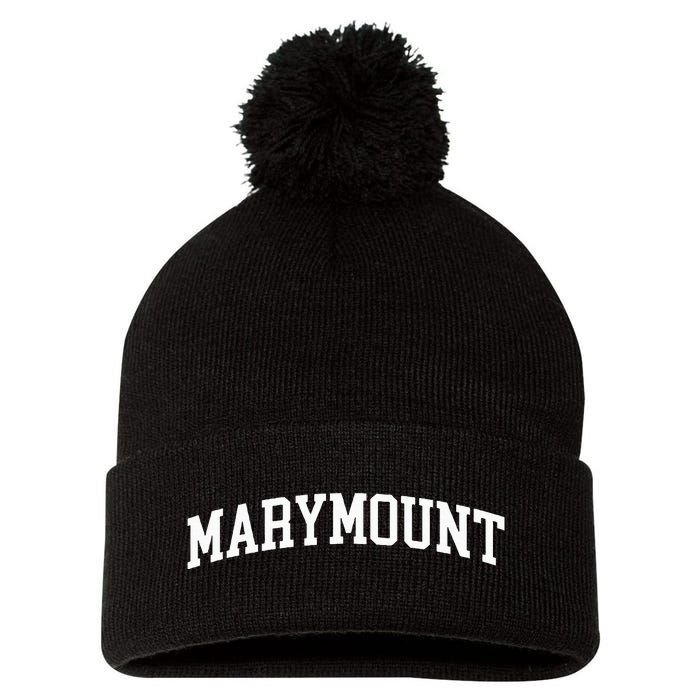 Marymount Arch Vintage Retro College Athletic Sports Pom Pom 12in Knit Beanie