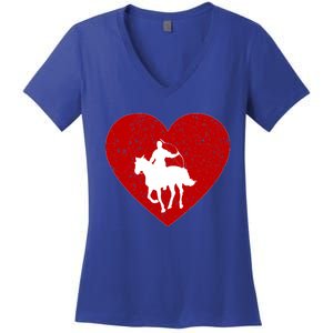 Mounted Archery Valentine Day Gift For Horse Lover Heart Funny Gift Women's V-Neck T-Shirt