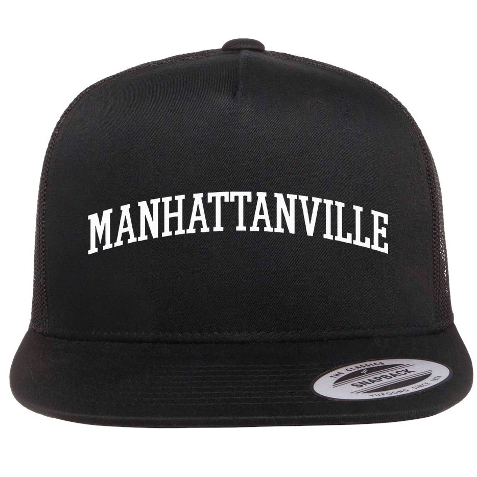 Manhattanville Arch Vintage Retro College Athletic Sports Flat Bill Trucker Hat