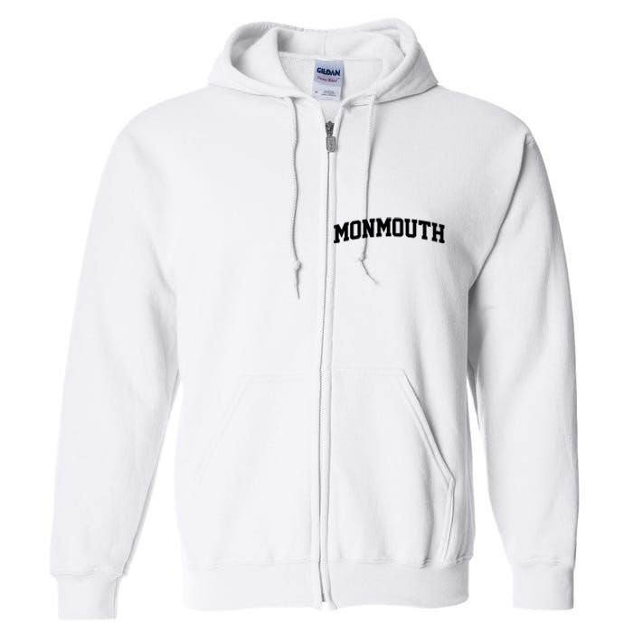 Monmouth Arch Vintage College Athletic Sport Full Zip Hoodie