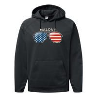 Malone Al Vintage Us Flag Sunglasses Performance Fleece Hoodie