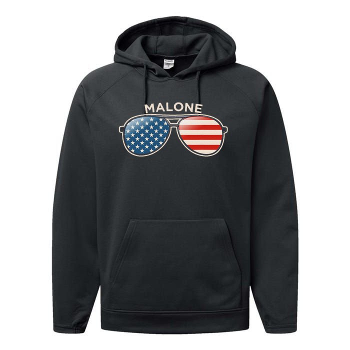 Malone Al Vintage Us Flag Sunglasses Performance Fleece Hoodie