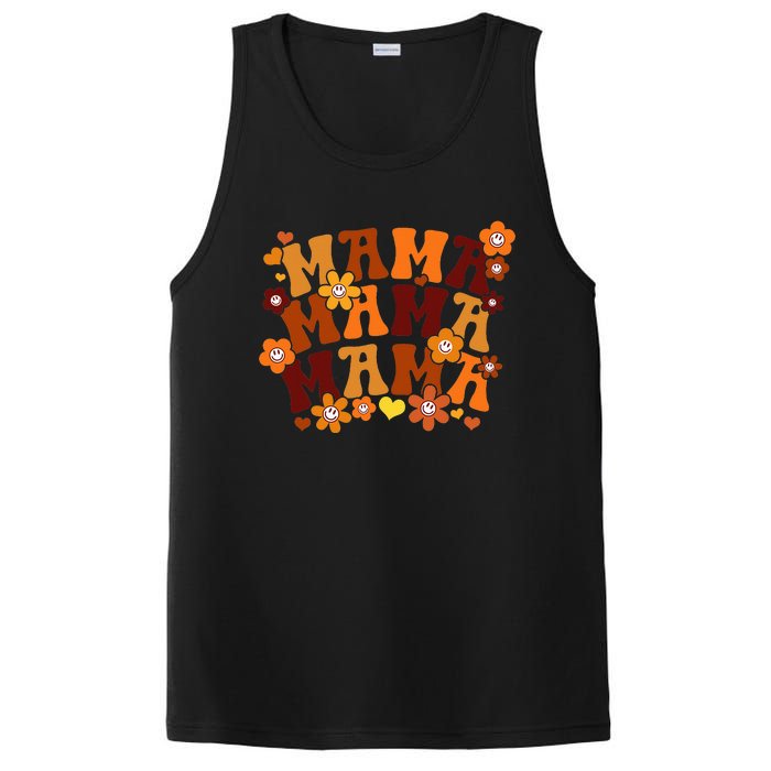 Mama Autumn Vintage Retro Groovy Hippie Flowers Mother's Day PosiCharge Competitor Tank