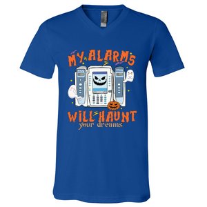 My Alarms Will Haunt Your Dreams Funny Icu Nurse Halloween Cool Gift V-Neck T-Shirt