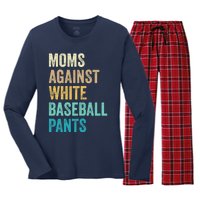 Moms Against White Baseball Pants Funny Women's Long Sleeve Flannel Pajama Set 