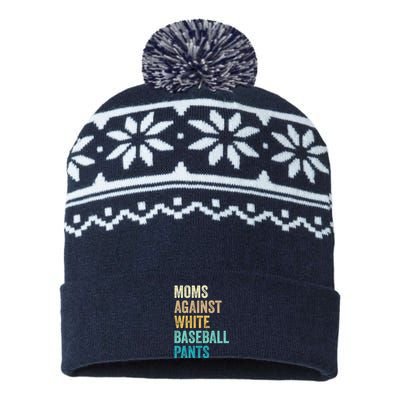 Moms Against White Baseball Pants Funny USA-Made Snowflake Beanie