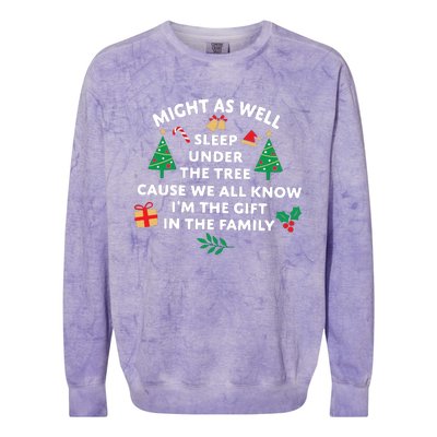 Might As Well Sleep Under The Tree Christmas Family Colorblast Crewneck Sweatshirt