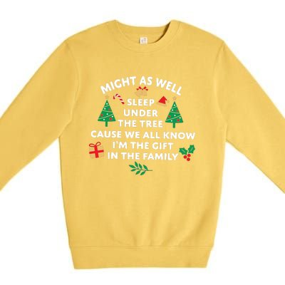 Might As Well Sleep Under The Tree Christmas Family Premium Crewneck Sweatshirt