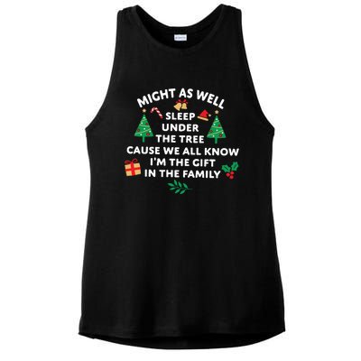 Might As Well Sleep Under The Tree Christmas Family Ladies PosiCharge Tri-Blend Wicking Tank