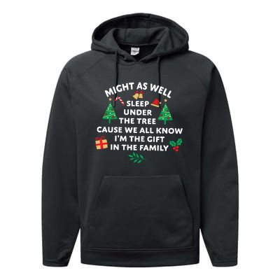 Might As Well Sleep Under The Tree Christmas Family Performance Fleece Hoodie