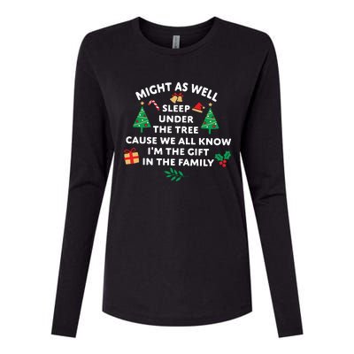 Might As Well Sleep Under The Tree Christmas Family Womens Cotton Relaxed Long Sleeve T-Shirt