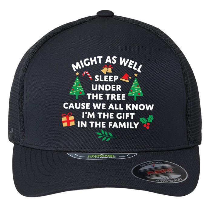 Might As Well Sleep Under The Tree Christmas Family Flexfit Unipanel Trucker Cap