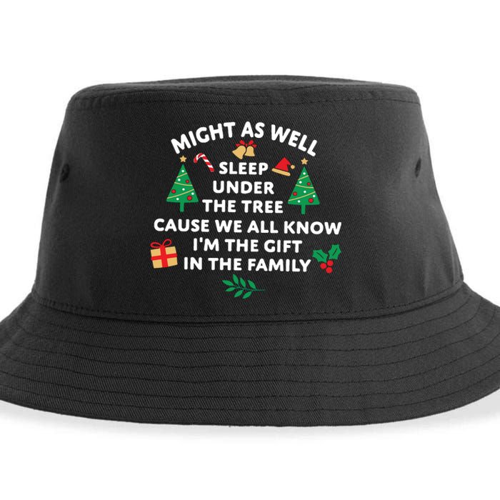 Might As Well Sleep Under The Tree Christmas Family Sustainable Bucket Hat