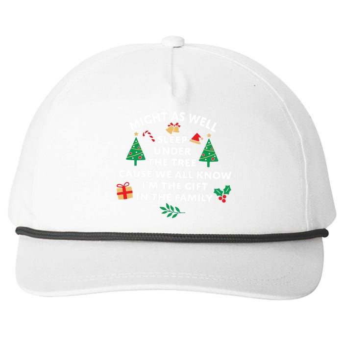 Might As Well Sleep Under The Tree Christmas Family Snapback Five-Panel Rope Hat