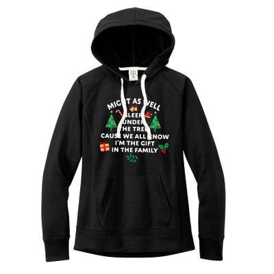 Might As Well Sleep Under The Tree Christmas Family Women's Fleece Hoodie