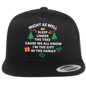 Might As Well Sleep Under The Tree Christmas Family Flat Bill Trucker Hat