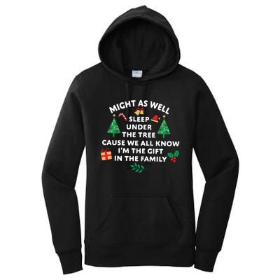 Might As Well Sleep Under The Tree Christmas Family Women's Pullover Hoodie