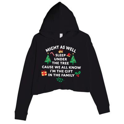 Might As Well Sleep Under The Tree Christmas Family Crop Fleece Hoodie