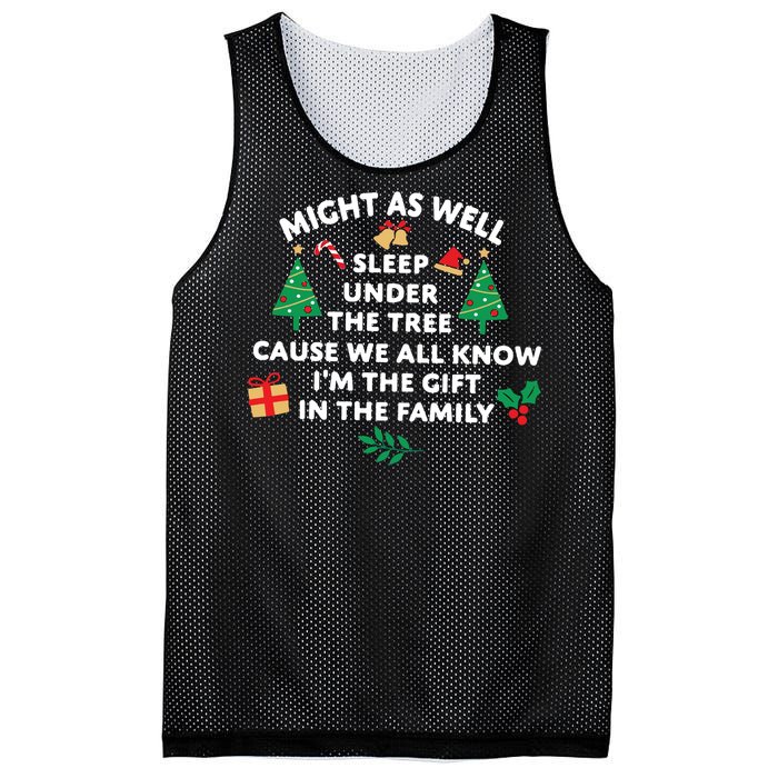 Might As Well Sleep Under The Tree Christmas Family Mesh Reversible Basketball Jersey Tank