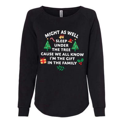 Might As Well Sleep Under The Tree Christmas Family Womens California Wash Sweatshirt