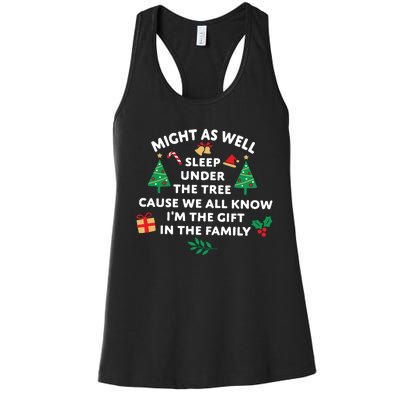 Might As Well Sleep Under The Tree Christmas Family Women's Racerback Tank