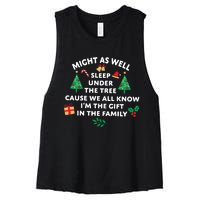 Might As Well Sleep Under The Tree Christmas Family Women's Racerback Cropped Tank